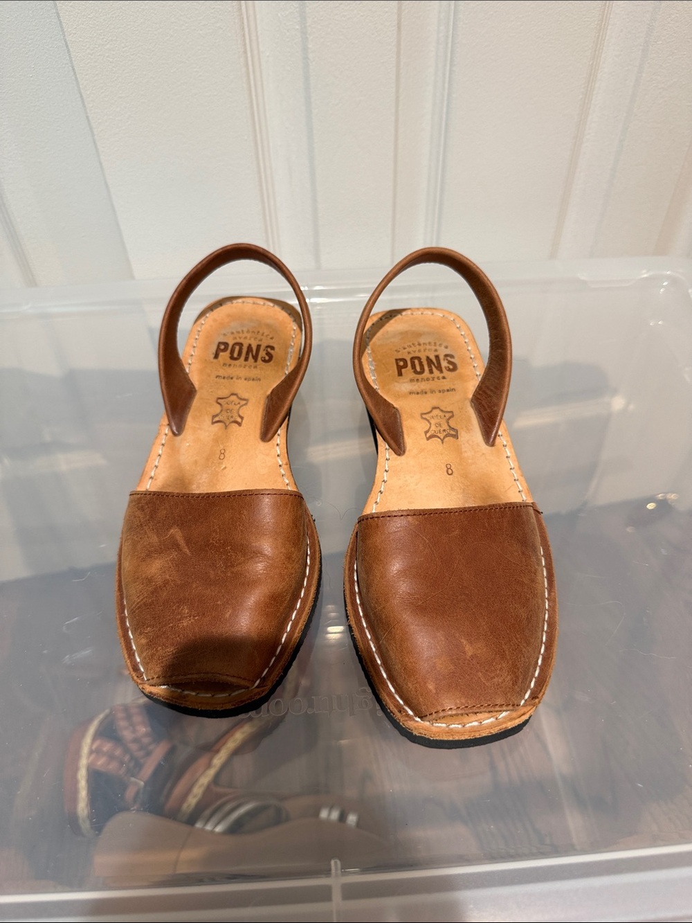 Pons Brown Leather Slingback Sandals for Women